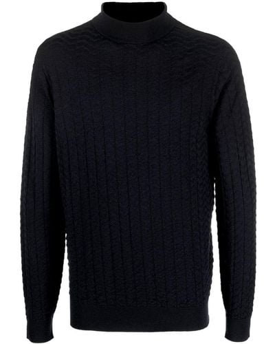 Giorgio Armani Mock Neck Wool Sweater - Blue