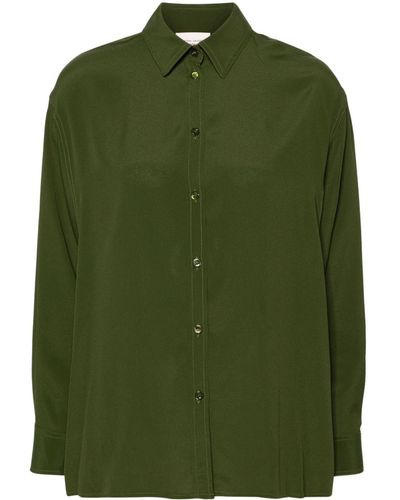 Semicouture Classic-collar Crepe Shirt - Green