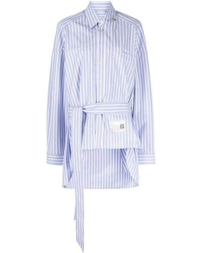 Maison Mihara Yasuhiro Tied-waist Striped Cotton Shirt - Blue