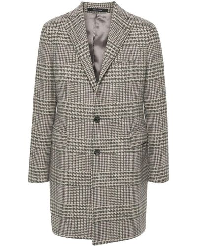 Tagliatore Houndstooth Single-Breasted Coat - Grey