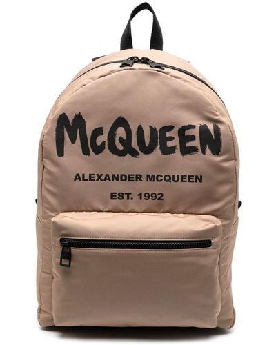 Alexander McQueen Logo-print Detail Backpack - Natural