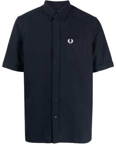 Fred Perry Short-sleeve Cotton Shirt - Blue