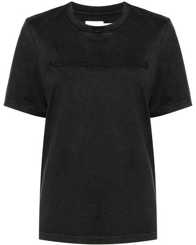 Feng Chen Wang Logo-embroidered Cotton T-shirt - Black