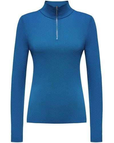 12 STOREEZ Half-zip Knitted Jumper - Blue