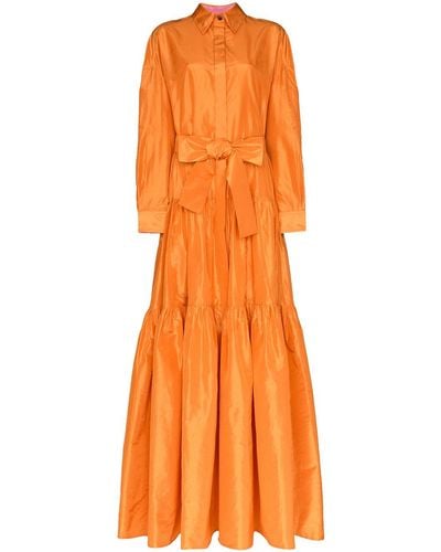 Carolina Herrera Vestido camisero largo a capas - Naranja