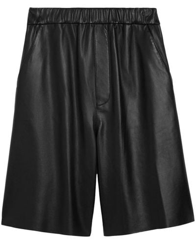 Ami Paris Knee-length Leather Shorts - Black