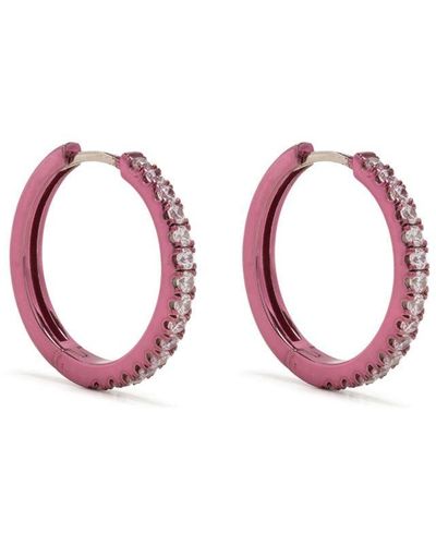 Eshvi Crystal-embellished Clicker Hoops - Pink