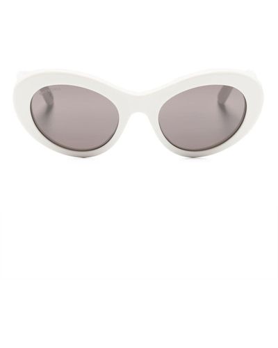 Balenciaga Logo-plaque Round-frame Sunglasses - White