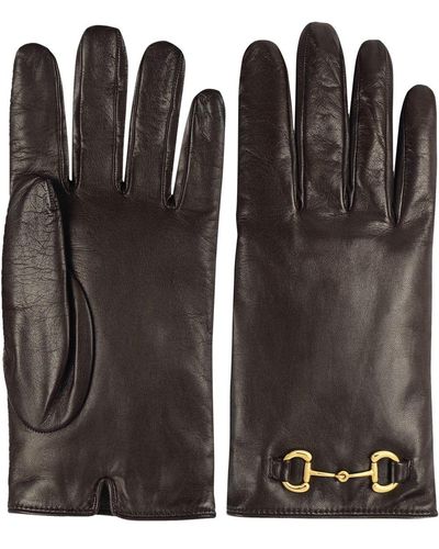 Gucci Leather Gloves With Horsebit - Brown