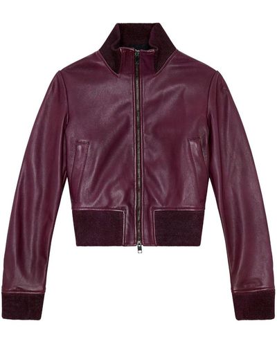 DIESEL L-hung Logo-embossed Leather Jacket - Purple