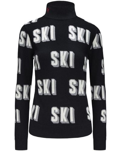 Perfect Moment 3d Ski-intarsia Merino Sweater - Black