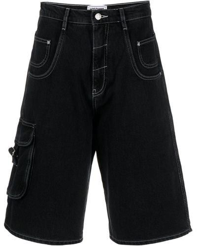 Moschino Jeans Pantalones cortos con costuras en contraste - Negro