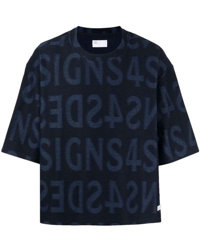 4SDESIGNS T-Shirt mit Logo-Print - Blau
