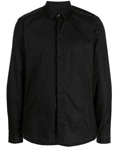 Les Hommes Camisa con detalles de ojales - Negro