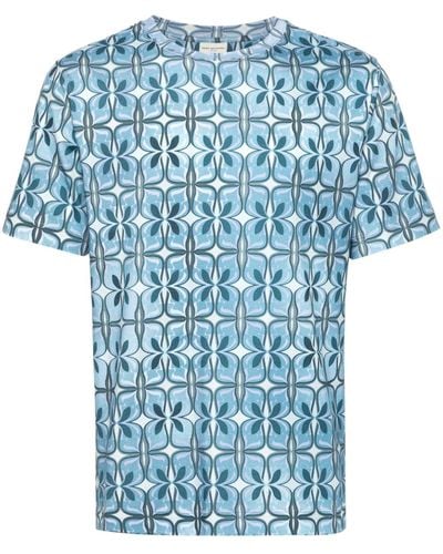 Dries Van Noten Katoenen T-shirt Met Geometrische Print - Blauw