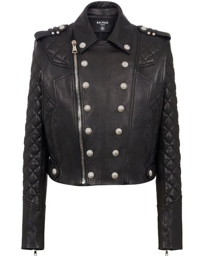 Balmain Chaqueta biker acolchada - Negro