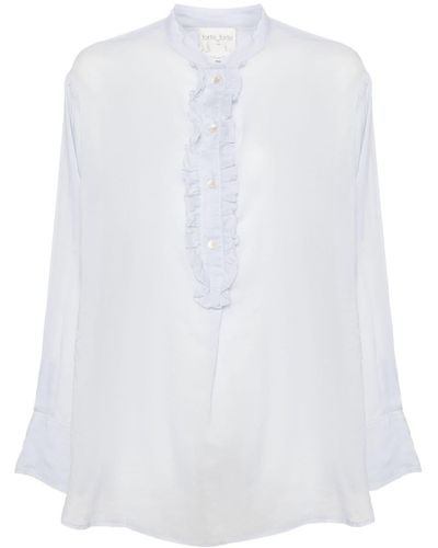 Forte Forte Granddad–Collar Shirt With Ruffles - White