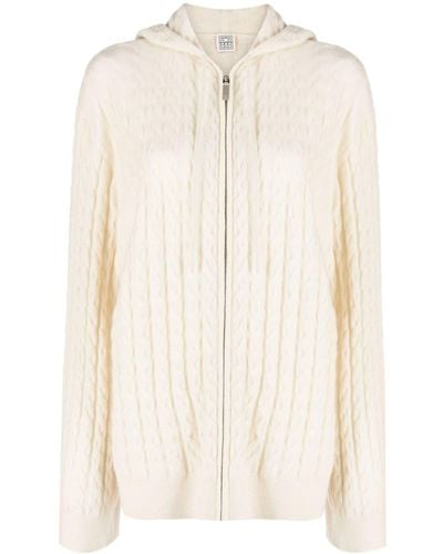 Totême Cable-knit Zip-up Hoodie - White