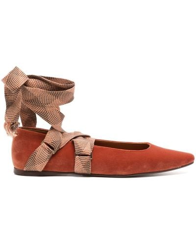 Ulla Johnson Arlo Velvet Ballerina Shoes - ブラウン