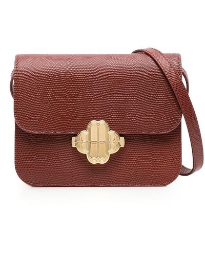 Maje Lizard-embossed Leather Bag - Red