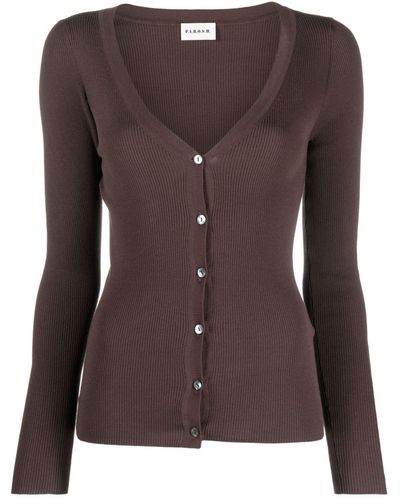 P.A.R.O.S.H. Ribbed Cotton-blend Cardigan - Brown