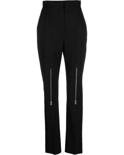 Alexander McQueen Zip-embellished Wool Trousers - Black