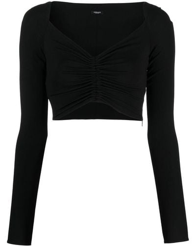 Versace Cropped-Bluse mit V-Ausschnitt - Schwarz