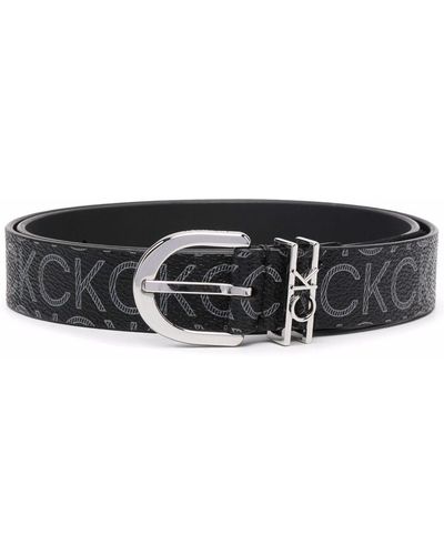 Calvin Klein Must Loop Monogram-logo Belt - Black