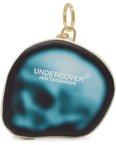 Undercover Portefeuille en cuir à imprimé tête de mort - Bleu