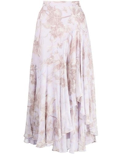 Erdem Floral-print Asymmetric Skirt - White