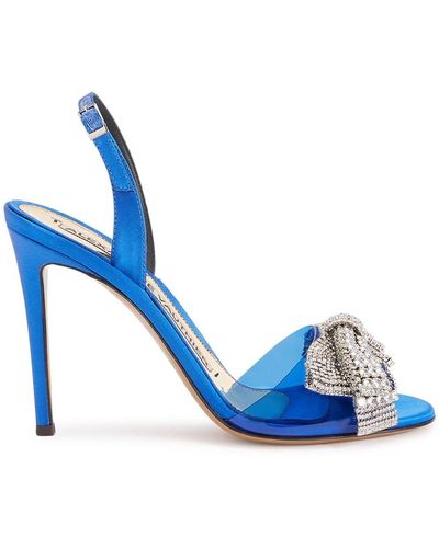 Alexandre Vauthier Crystal-embellished Bow 105mm Sandals - Blue