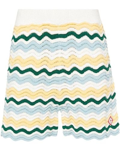 Casablancabrand Wavy Boucle 3d-knit Shorts - Green