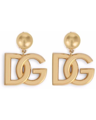 Dolce & Gabbana Dg-logo Clip-on Earrings - Metallic