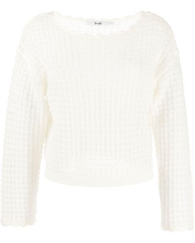 B+ AB Open-knit Long-sleeve Jumper - White
