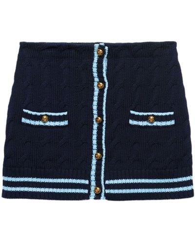 Prada Cable-knit Cotton Miniskirt - Blue