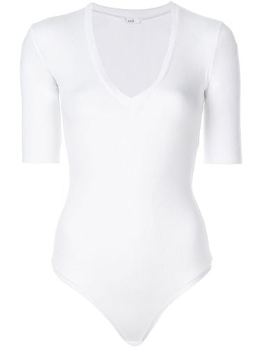 Alix Bedford Short-sleeve Bodysuit Top - White