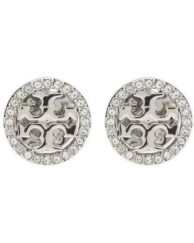 Tory Burch Miller Crystal-embellished Stud Earrings - Metallic