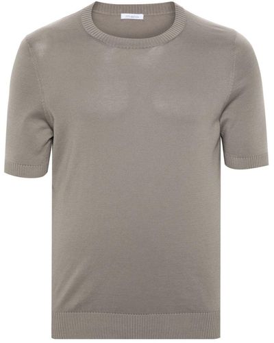 Malo Fine-knit Short-sleeved Sweater - Gray