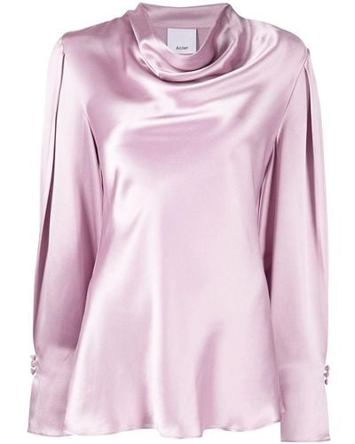 Acler Long-sleeved Cowl-neck Blouse - Pink