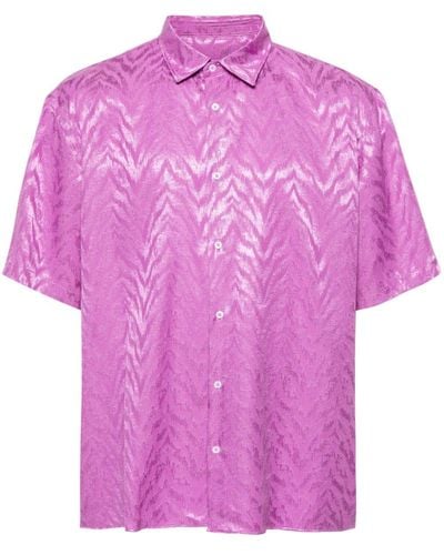 FAMILY FIRST Short-sleeves Brocade Shirt - Pink