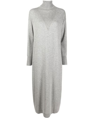 Fabiana Filippi Ribbed-knit Roll-neck Maxi Dress - Grey