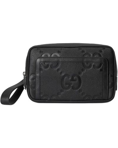 Gucci Jumbo GG Leather Pouch - Black