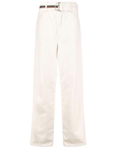 Marcelo Burlon Cross-embroidered Belted Pants - White