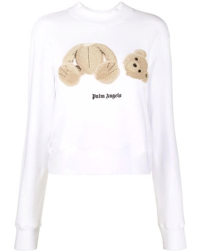 Palm Angels Sweatshirt mit Teddy-Print - Weiß