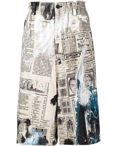 Yohji Yamamoto Graphic-print Bermuda Shorts - White