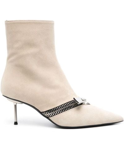 Coperni Zip 65mm Suede Ankle Boots - Natural