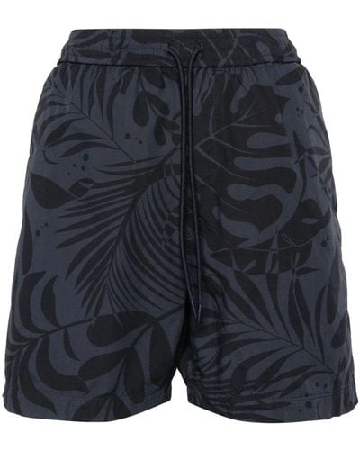 Woolrich Katoenen Shorts Met Bladerprint - Blauw