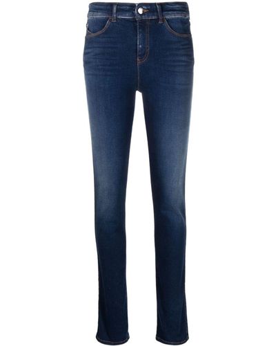 Emporio Armani Jeans skinny a vita alta con ricamo - Blu