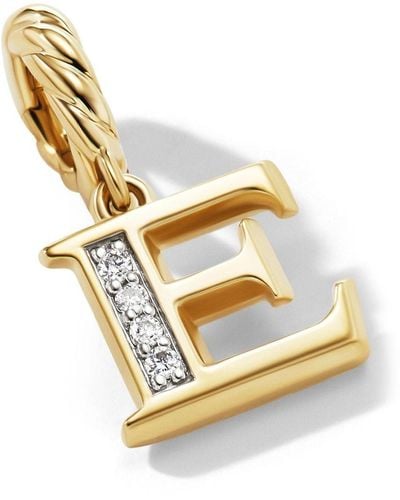 David Yurman 18kt Yellow Gold Initial E Diamond Pendant - Metallic