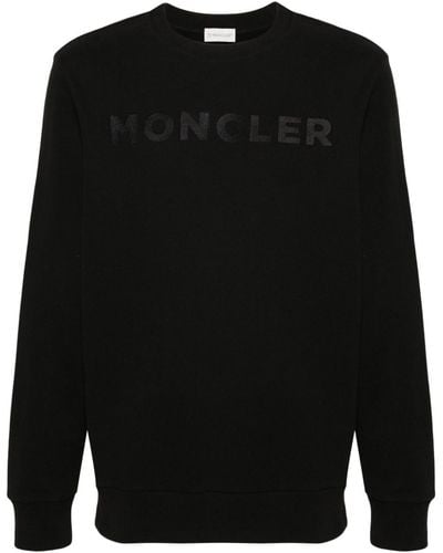 Moncler Logo-embroidered Cotton Sweatshirt - Black